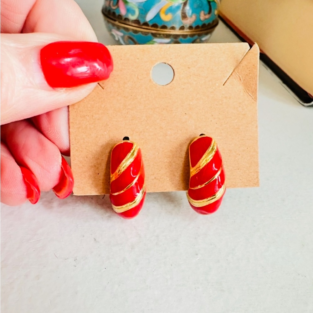 Vintage Dotty Smith Red and Gold Earrings